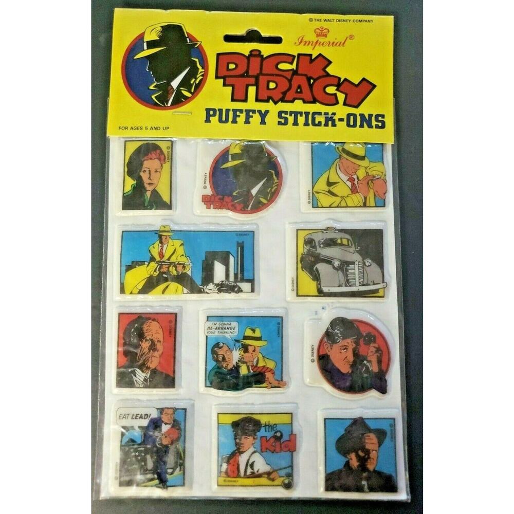 Vintage‎ Dick Tracy Classic Comic Cartoon Puffy Stick-Ons Decals NOS #3